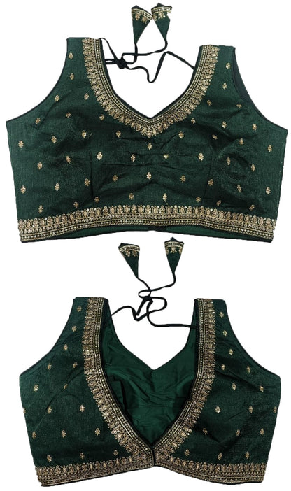 Pujia Mills Womens Indian Ethnic Wear Designer Golden zari Embroidery with Sequence Work V Neck Sleeveless Readymade Worked Sar