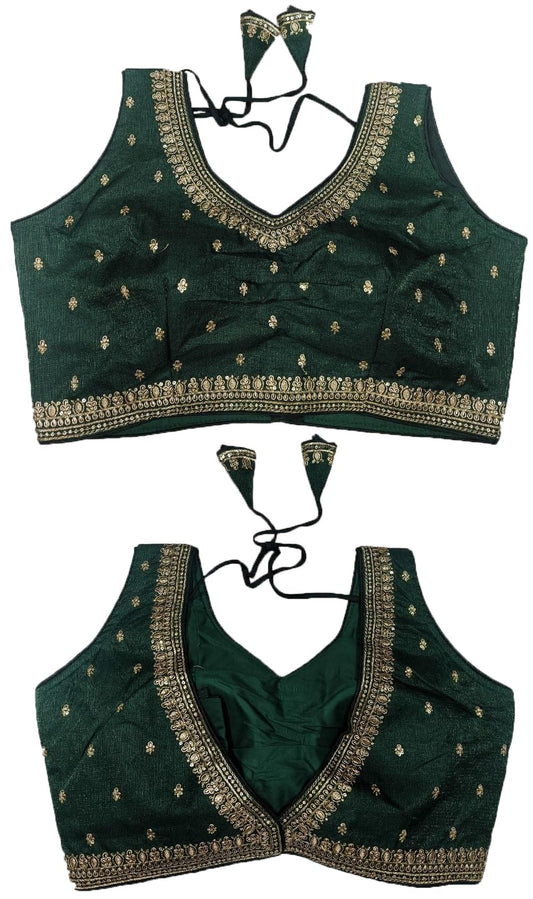 Pujia Mills Womens Indian Ethnic Wear Designer Golden zari Embroidery with Sequence Work V Neck Sleeveless Readymade Worked Sar