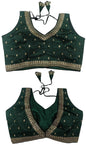 Pujia Mills Womens Indian Ethnic Wear Designer Golden zari Embroidery with Sequence Work V Neck Sleeveless Readymade Worked Sar