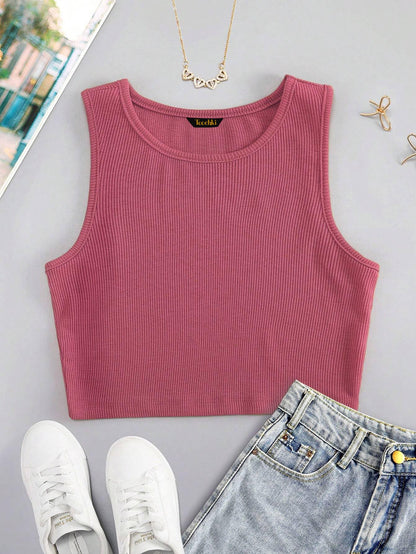 Toochki Tops for Woman | Spandex Top | Crop | Short | Western | for Jeans | Sleeveless | Stretchable | Dark Pink