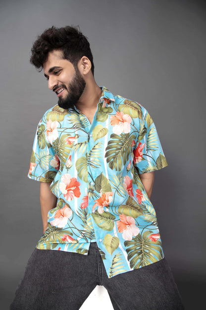 Brown Culture MenS Cotton Blend Abstract Print Shirt With Spread Collared Half Sleeves Standard Length And Button Down Closure