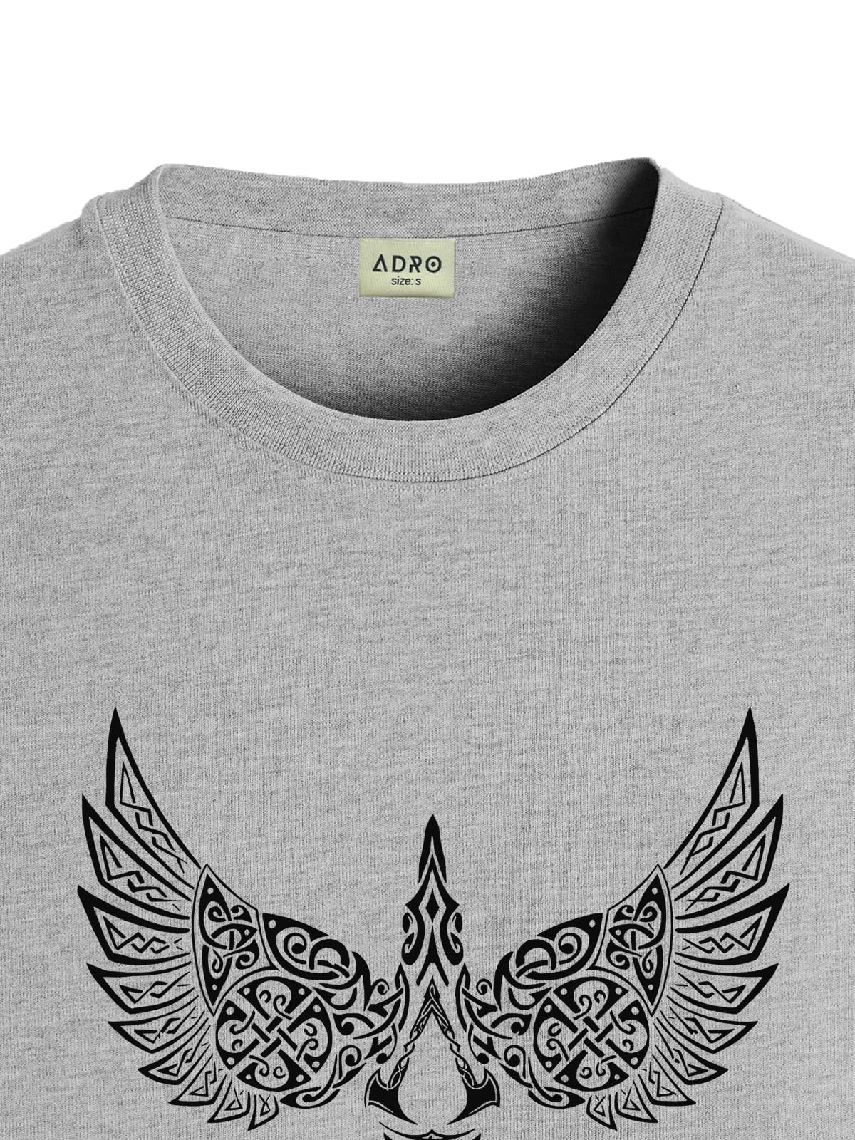 ADRO Mens Solid Regular Fit T-Shirt (RN24-BIRD-GR_Grey