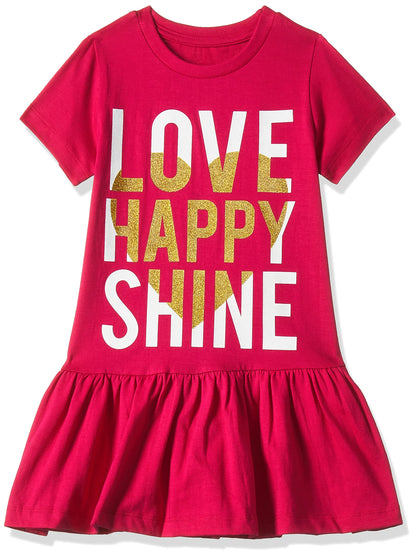 T2F Girls Cotton Printed Regular Fit Casual Dress