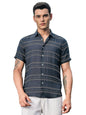 Thomas Scott Mens | Stripes | Short Sleeve | Spread Collar | Premium Polycoton Material | Slim Fit | Casual | Shirts for Men(TS