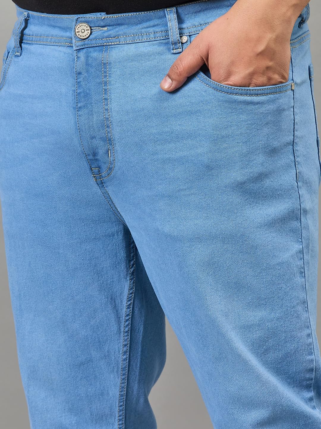 Style Quotient Men Plus Size Light Blue Tapered Fit Mid Rise Stretchable Jeans