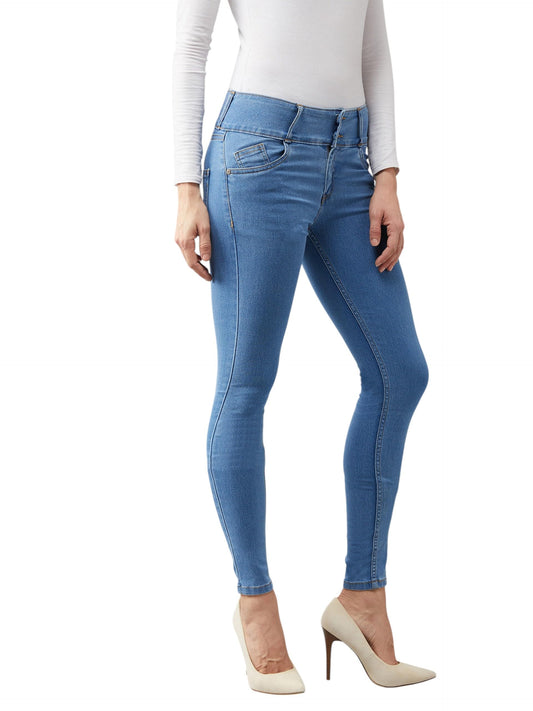 Dolce Crudo Womens Skinny Fit High Rise Regular Length cStretchable High Waist Denim Jeans,(DOAW18DEN02-88-387-26, Periwinkle B