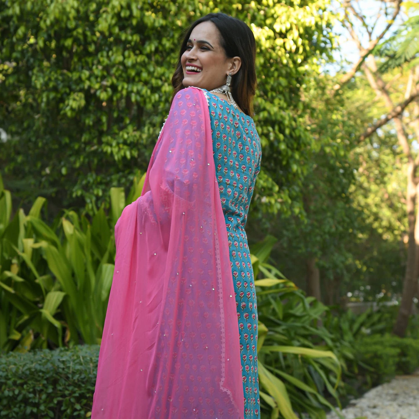 ANNI DESIGNER Women's Pure Cotton Straight Kurta with Palazzos & Dupatta (BP New)