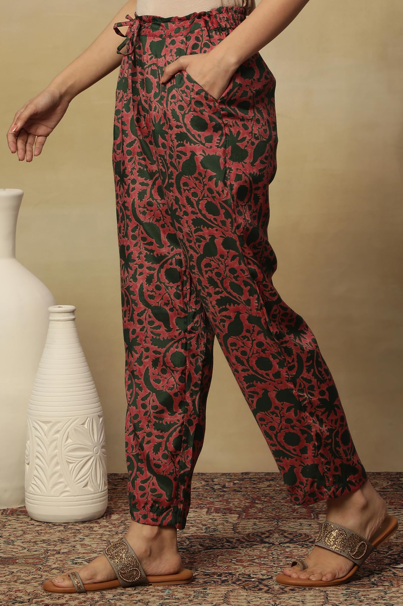 Folksong Strechable Straight Pants for Women | Trousers for Women | W for Woman