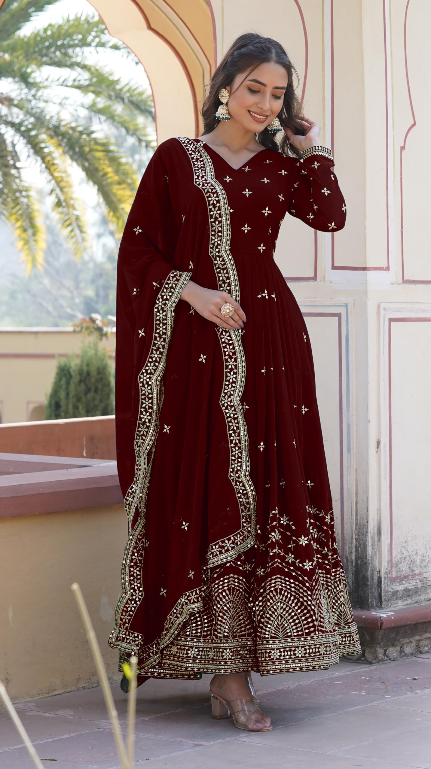 Wedani Georgette Anarkali Kurta Set with Dupatta For women