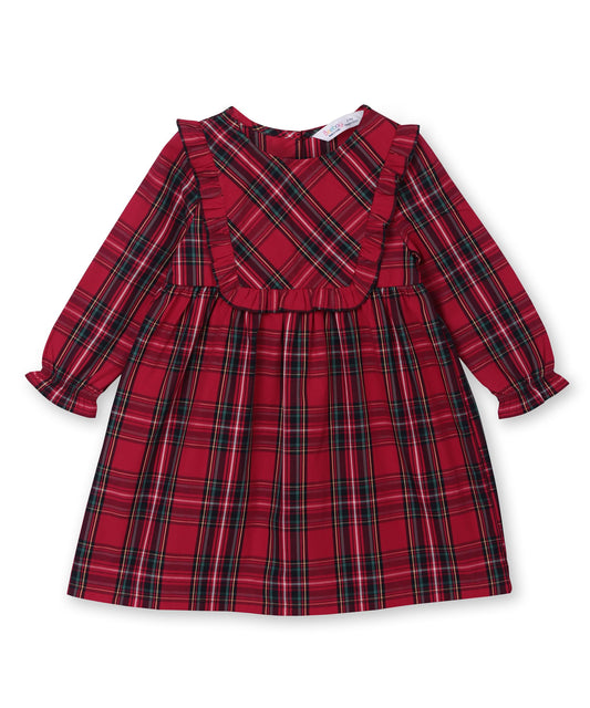 Tartan checks yoke dress RED