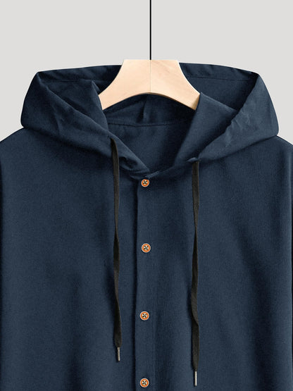 Noble Monk MenS Solid Regular Fit Shirt | Full Sleeves Hooded Shirt For Men