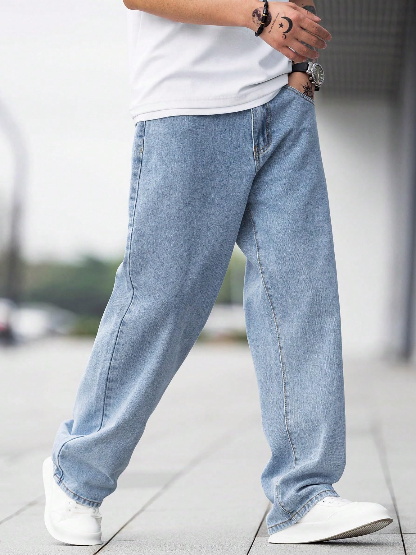 Kotty MenS Solid Regular Fit Mid Distressed Fashionable Trendy Denim Jeans(Blue,32)