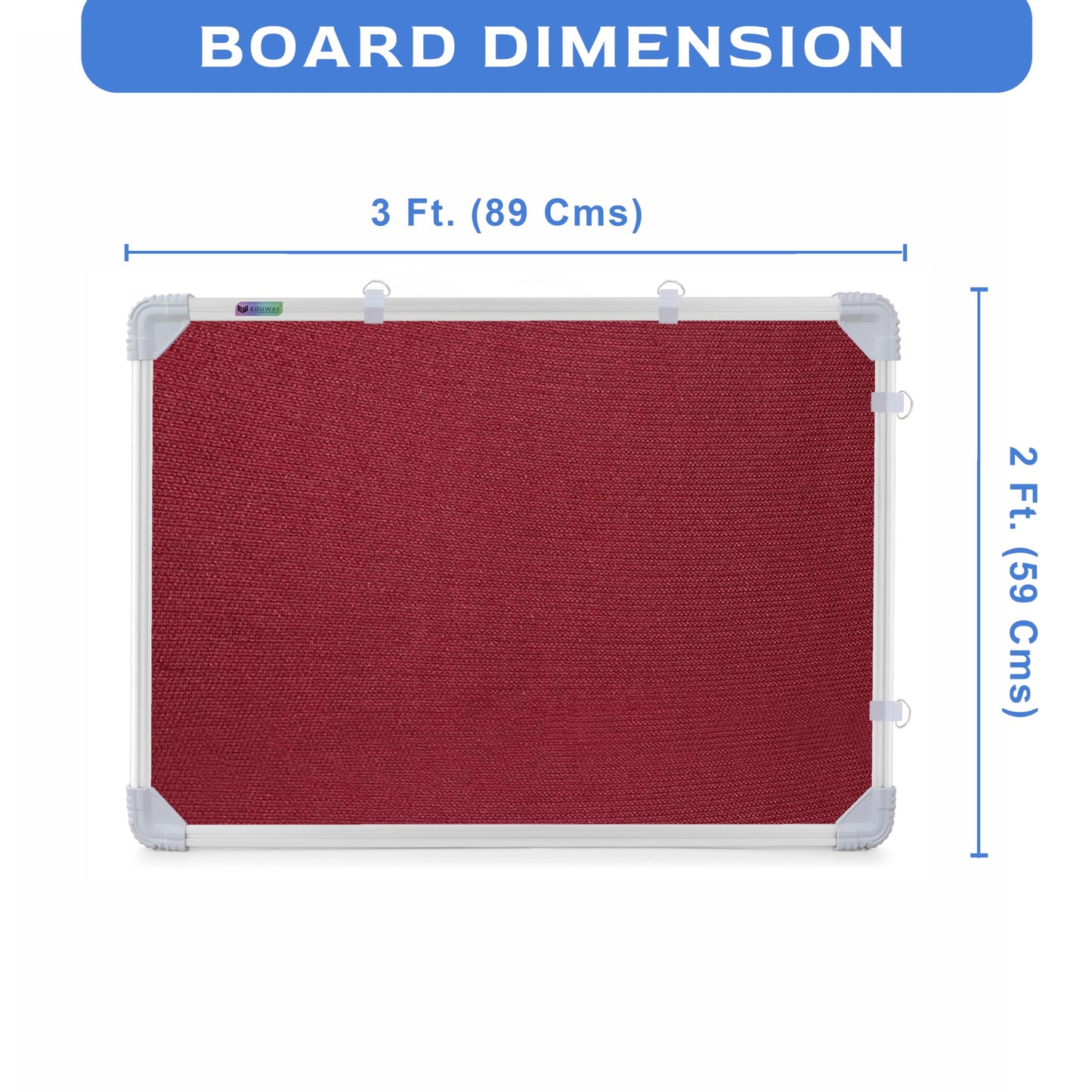 Eduway 2X3 Feet Small Pin Up Board/Notice Board/Bulletin Board/Soft Board/Display Board With High Resilience Foam Fabric For Sch