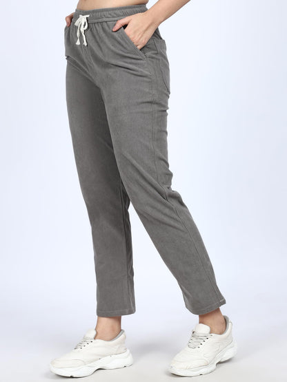 Shasmi Womens Light Grey Front Tie Loose Fit Corduroy Baggy Long Slacks Chino Pants with Slant Pocket Simple Casual Trousers, G