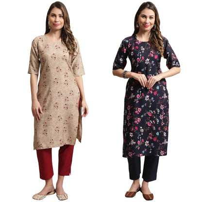 Tee Projekt Printed Crepe Kurti & Pant Set For Women Festival Wear Stylish Kurta Set