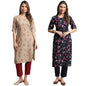 Tee Projekt Printed Crepe Kurti & Pant Set For Women Festival Wear Stylish Kurta Set