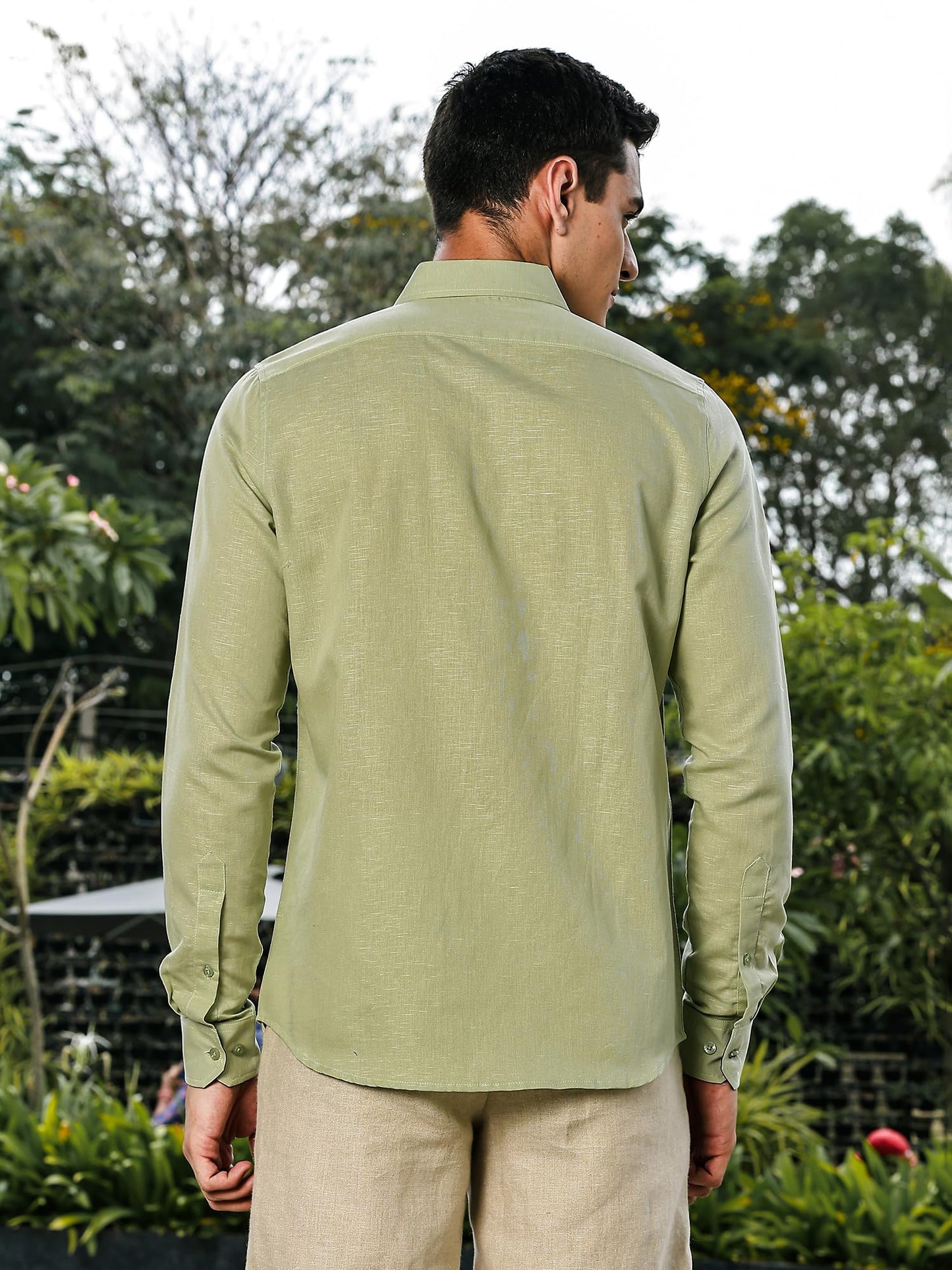Thomas Scott Mens | Linen Blend | Solid | Button Down Collar | Premium Cotton Linen Blend | Full Sleeve | Casual Shirt for Men