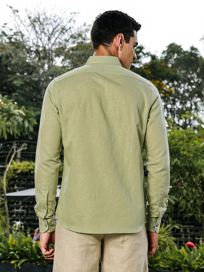 Thomas Scott Mens | Linen Blend | Solid | Button Down Collar | Premium Cotton Linen Blend | Full Sleeve | Casual Shirt for Men