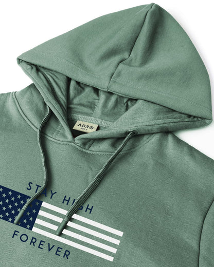 ADRO Men's Cotton Blend Neck Hooded Sweatshirt (H24-FLAG)