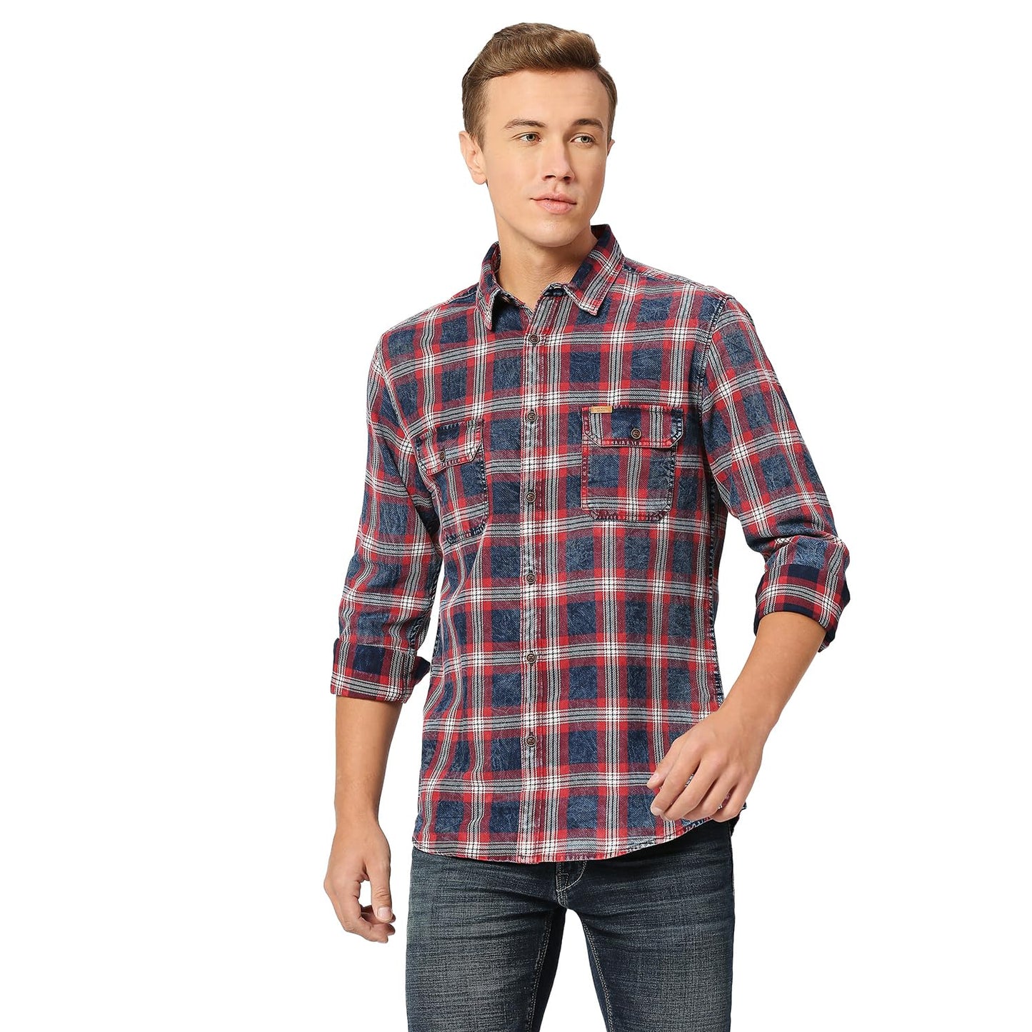 Pepe Jeans Trump Ls Yarn Dyed Indigo Check, Indigo, M