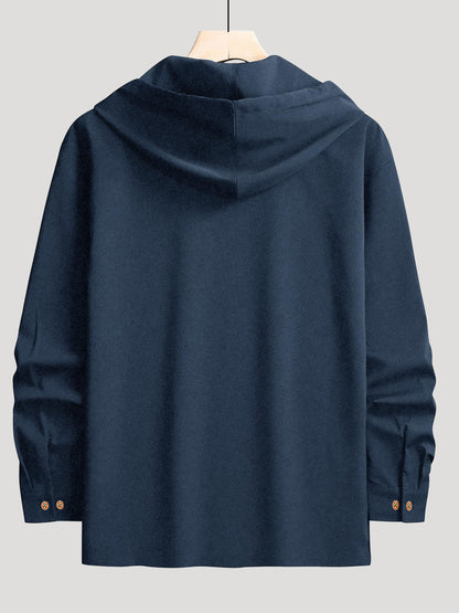 Noble Monk MenS Solid Regular Fit Shirt | Full Sleeves Hooded Shirt For Men