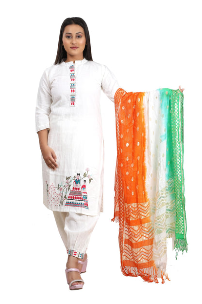 Fabme Women'S Tricolor/Tiranga Dupatta For Republic Day/Independence Day (Pack Of 2)