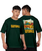 KydaMenS Oversized Cotton Round Neck Front And Back Printed Tshirt (Pack Of 1) Bottle Green