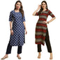Pinkmint Printed Round Neck Kurta Set For Women Ll Kurti & Pant Set For Women Ll Regular Fit Kurta Set (Pack Of 2)