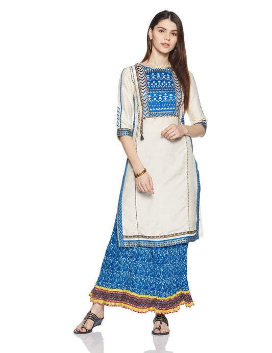 W for Woman Women's Cotton Straight Fit Straight Kurta (17AU17239-65696_Std