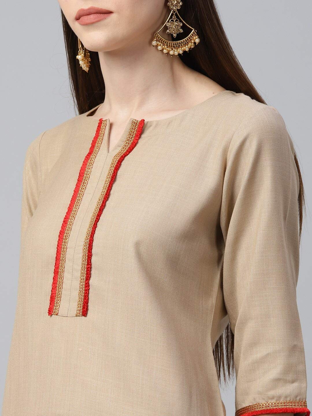 ANNI DESIGNER Women's Cotton Solid Kurta with Palazzos & Dupatta