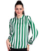 POPWINGS Stripe Printed Crepe Shirt for Women Stylish Western Casual Regular Fit Full Sleeves Shirts for Women Shirt