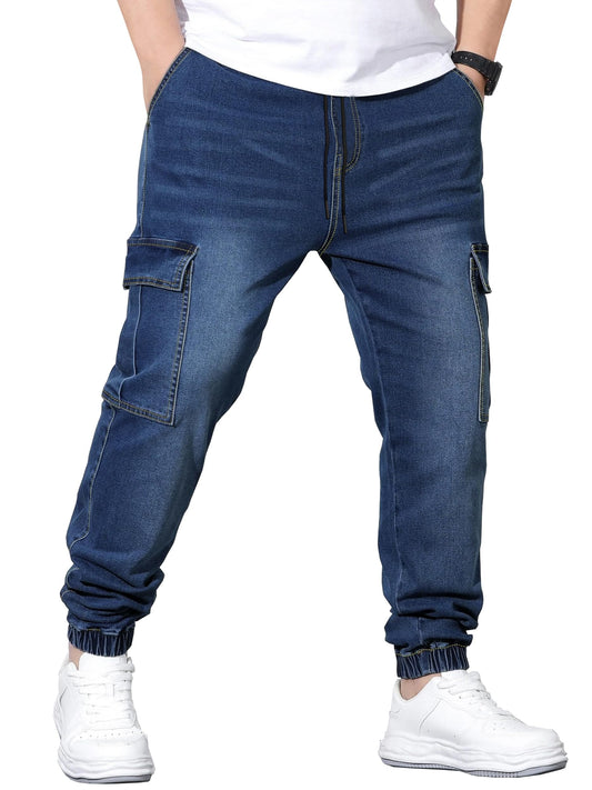 Noble Monk MenS Baggy Fit Jeans | Cargo Pocket | Denim Jeans | Streachable Jean For Men Indigo