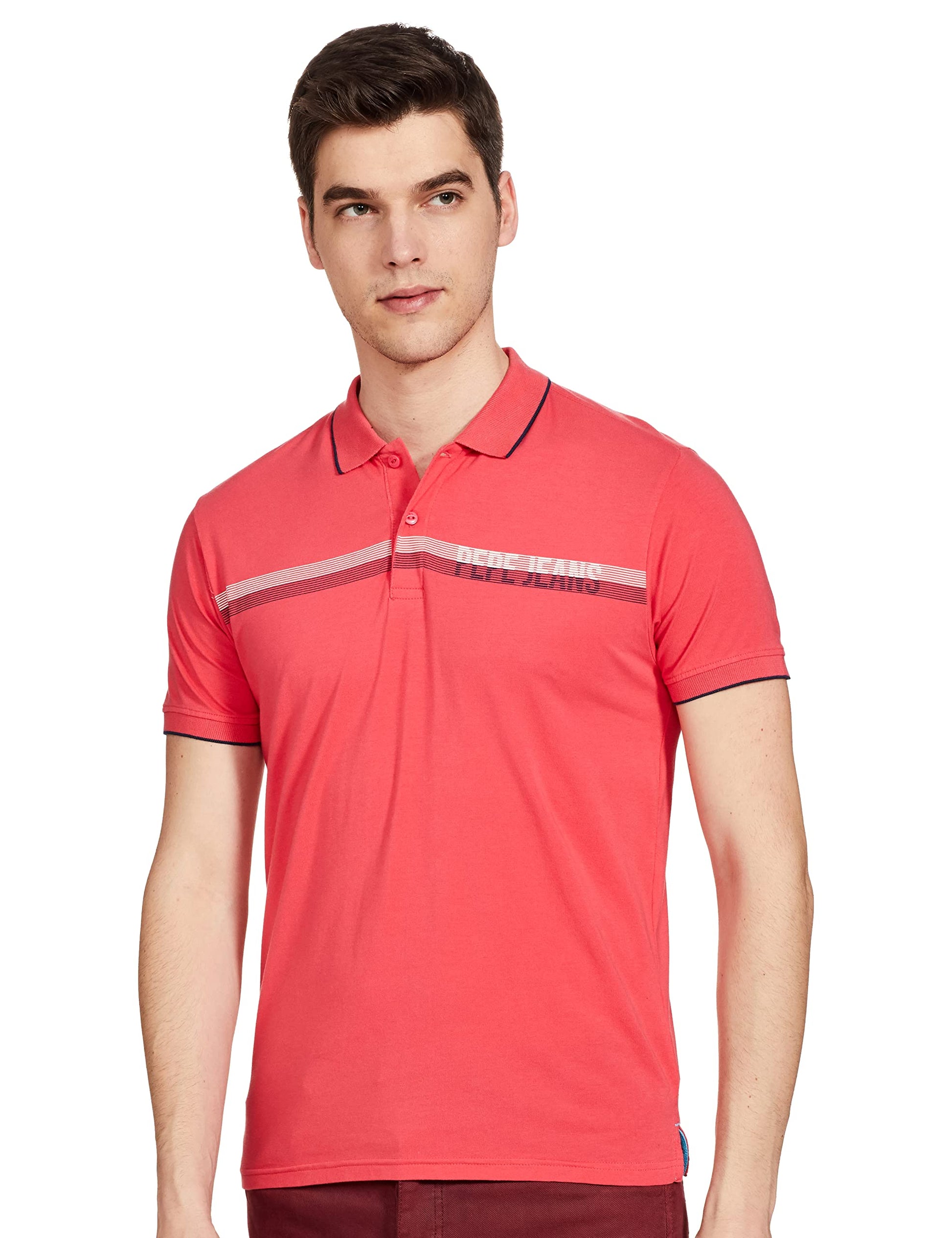 Pepe Jeans MenS Regular Fit Striped Polo T-Shirts