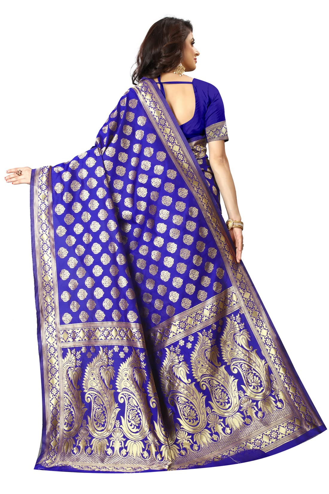Shasmi Sarees Womens Art Silk Royal Blue Kanchipuram Saree (SAN PARI 72 R BLUE)