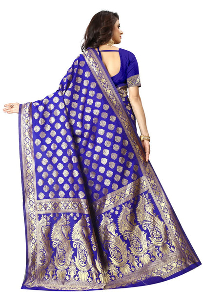 Shasmi Sarees Womens Art Silk Royal Blue Kanchipuram Saree (SAN PARI 72 R BLUE)