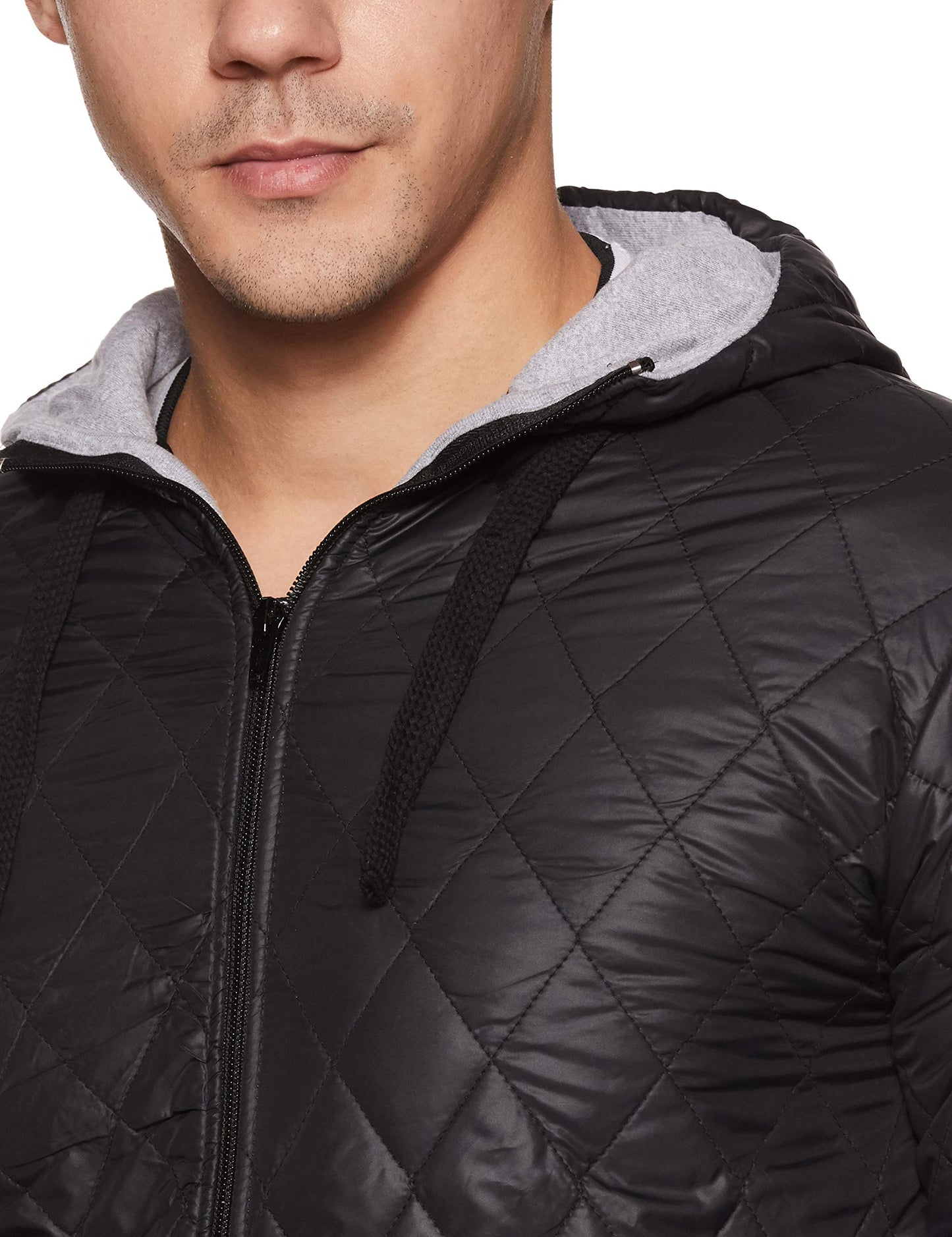Campus Sutra Mens Black Solid Vegan Leather Regular Fit Cotton Jacket for Winter Wear | Standing Collar | Full Sleeve | Zipper