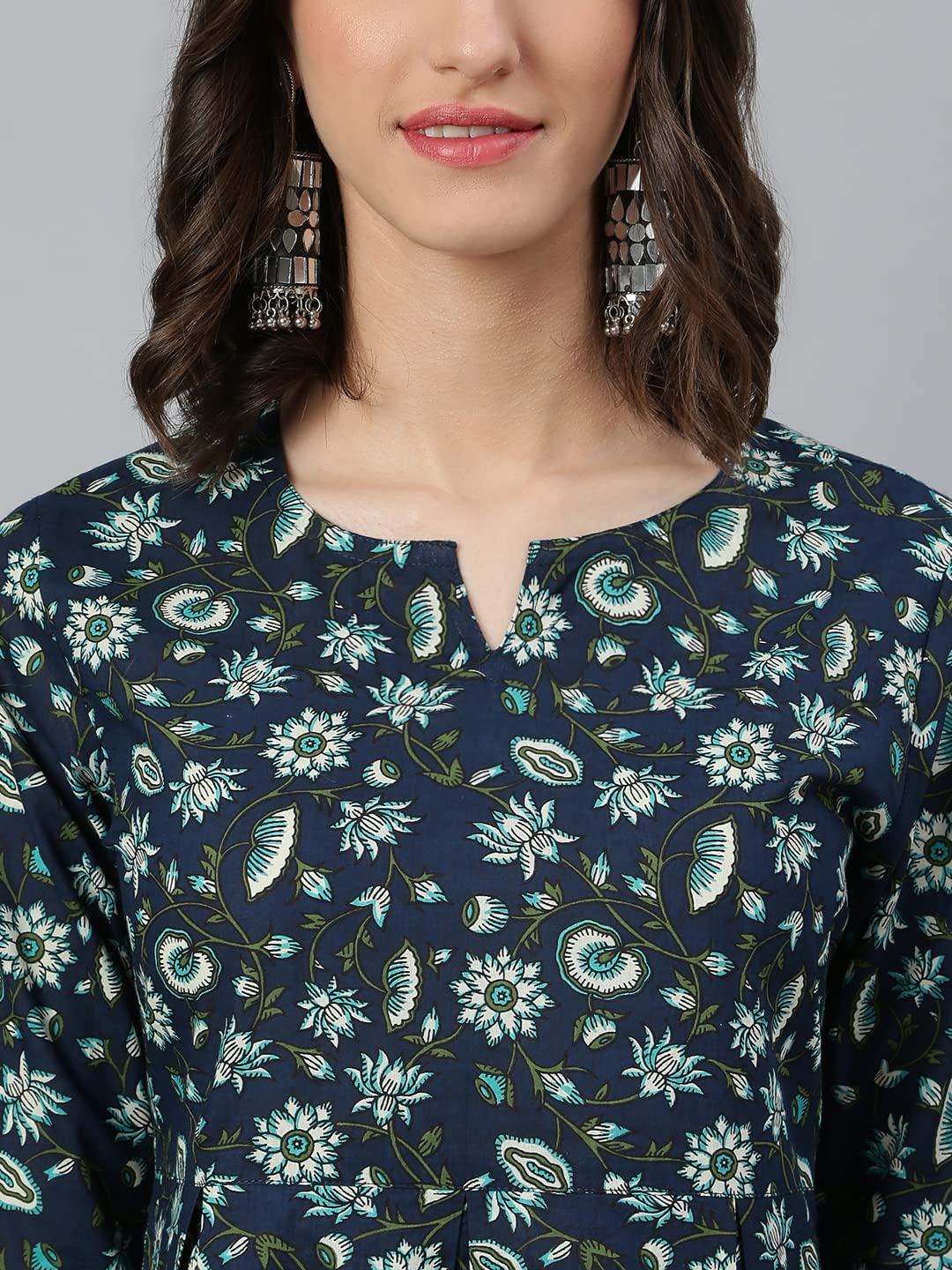 Idalia Blue And White Jaal Printed Dress