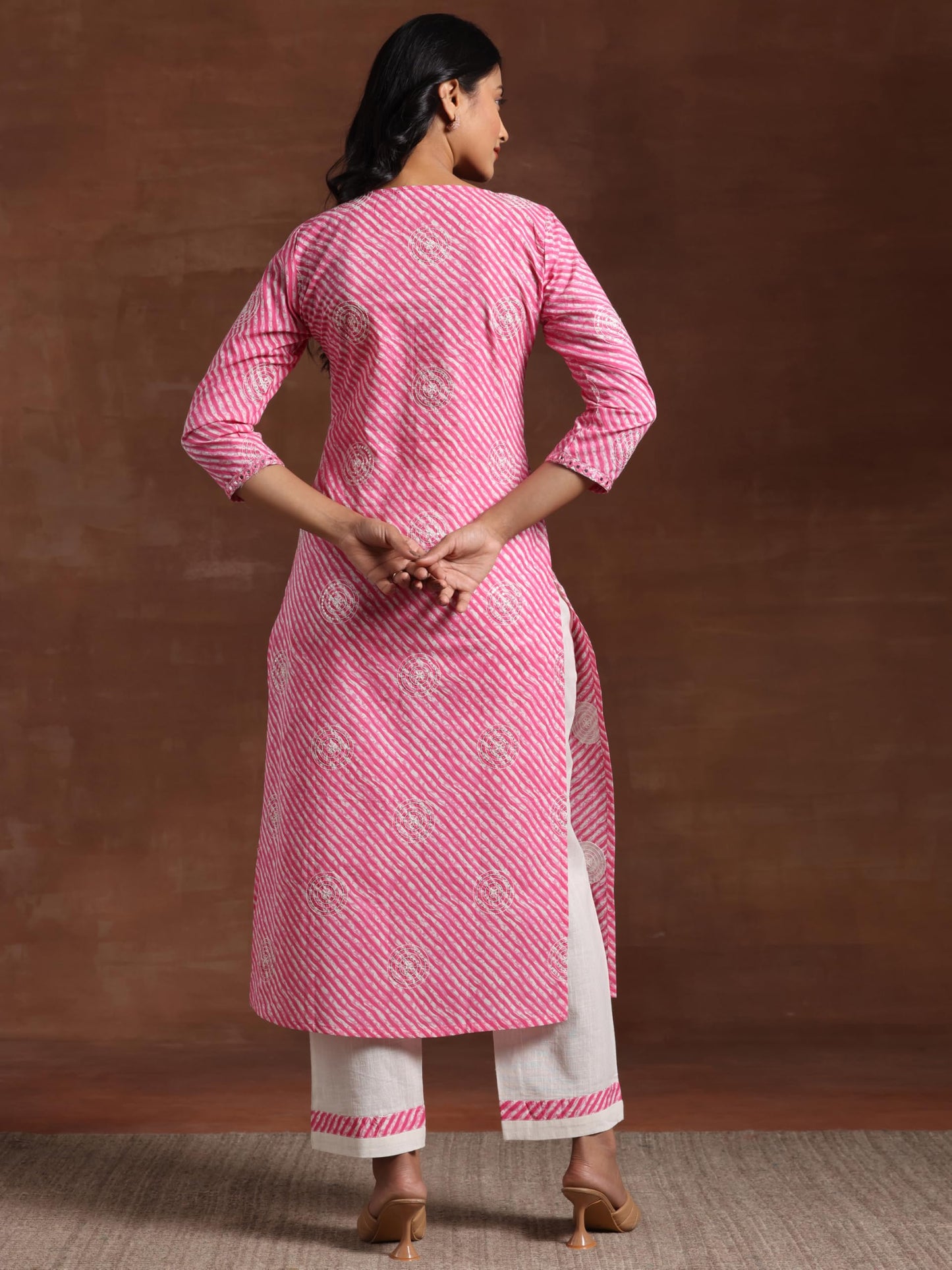 Libas Womens Printed Cotton Straight Kurta With Trousers