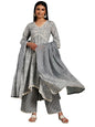 Libas Womens Printed Cotton A-Line Kurta With Palazzos And Dupatta