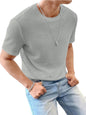 Noble Monk MenS Solid Regular Fit T-Shirt (T1116_Model_Cement Grey-1116