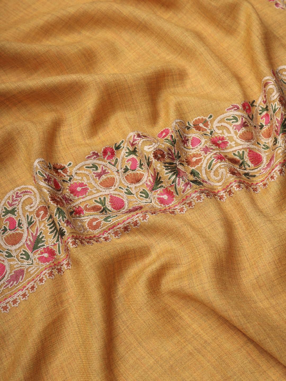 Pashmoda Women Noor Pure Wool Nalki Embroidered Stole (Size 71X203 CM)