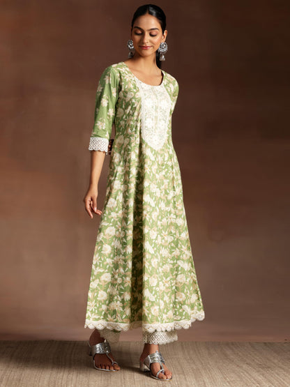 Libas WomenS Cotton Kurta Set (35823_Green