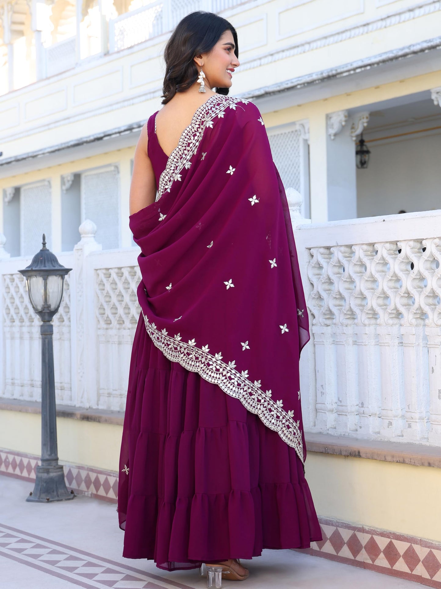 Fashion Basket Georgette Anarkali Dress For Women Red