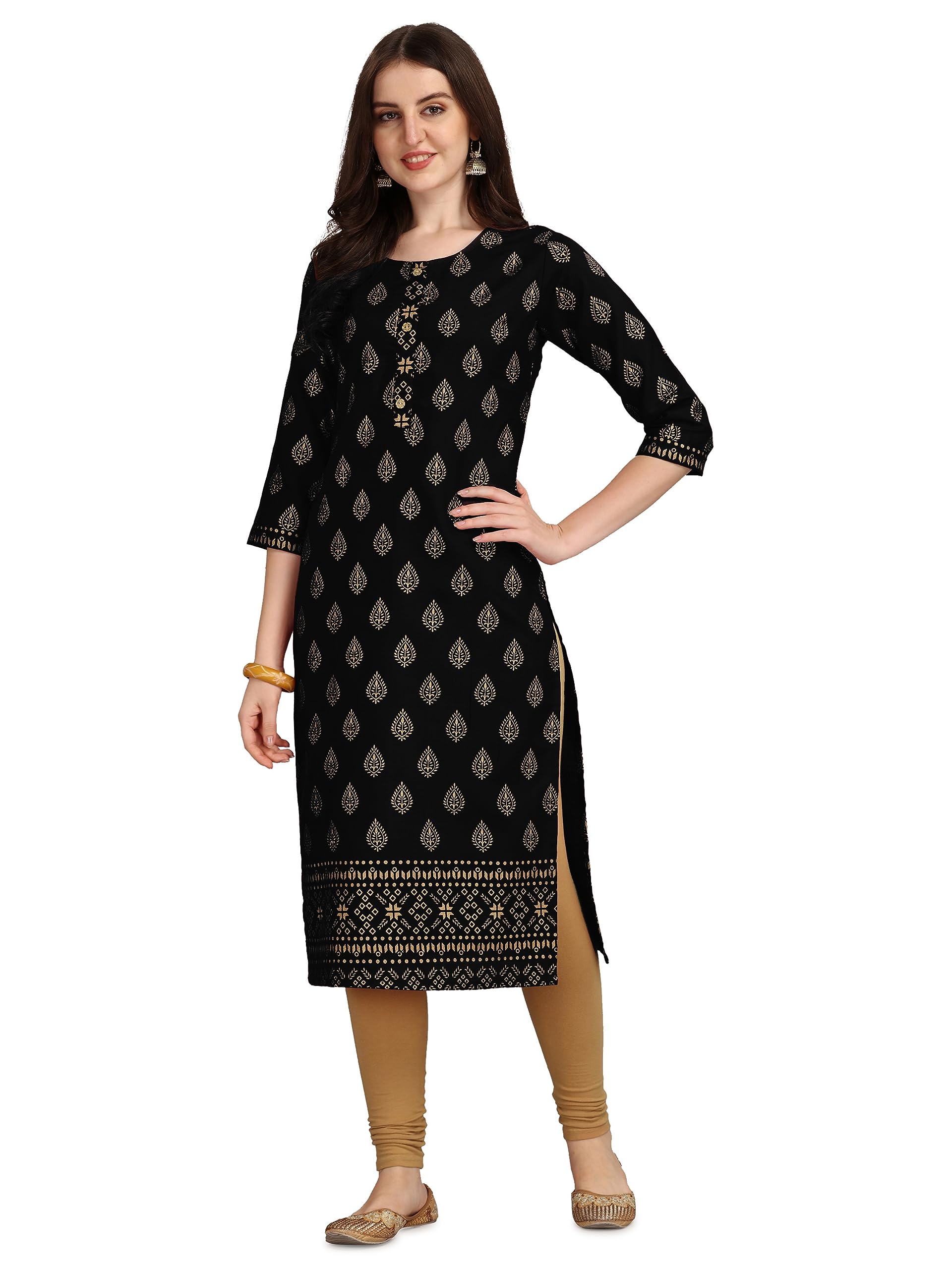 Flosive Women's Crepe Printed Straight Kurta Mix Color