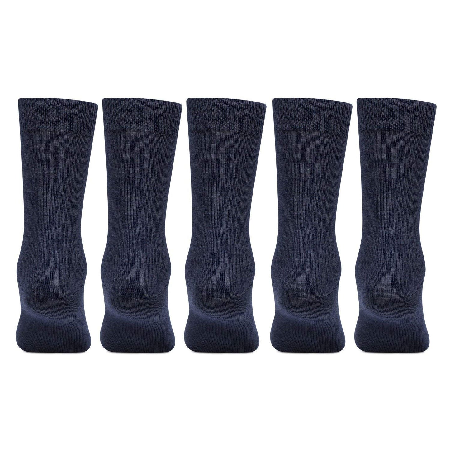 Kids Cotton Full length Plain Navy Color School Socks For Boys & Girls - Pack Of 5