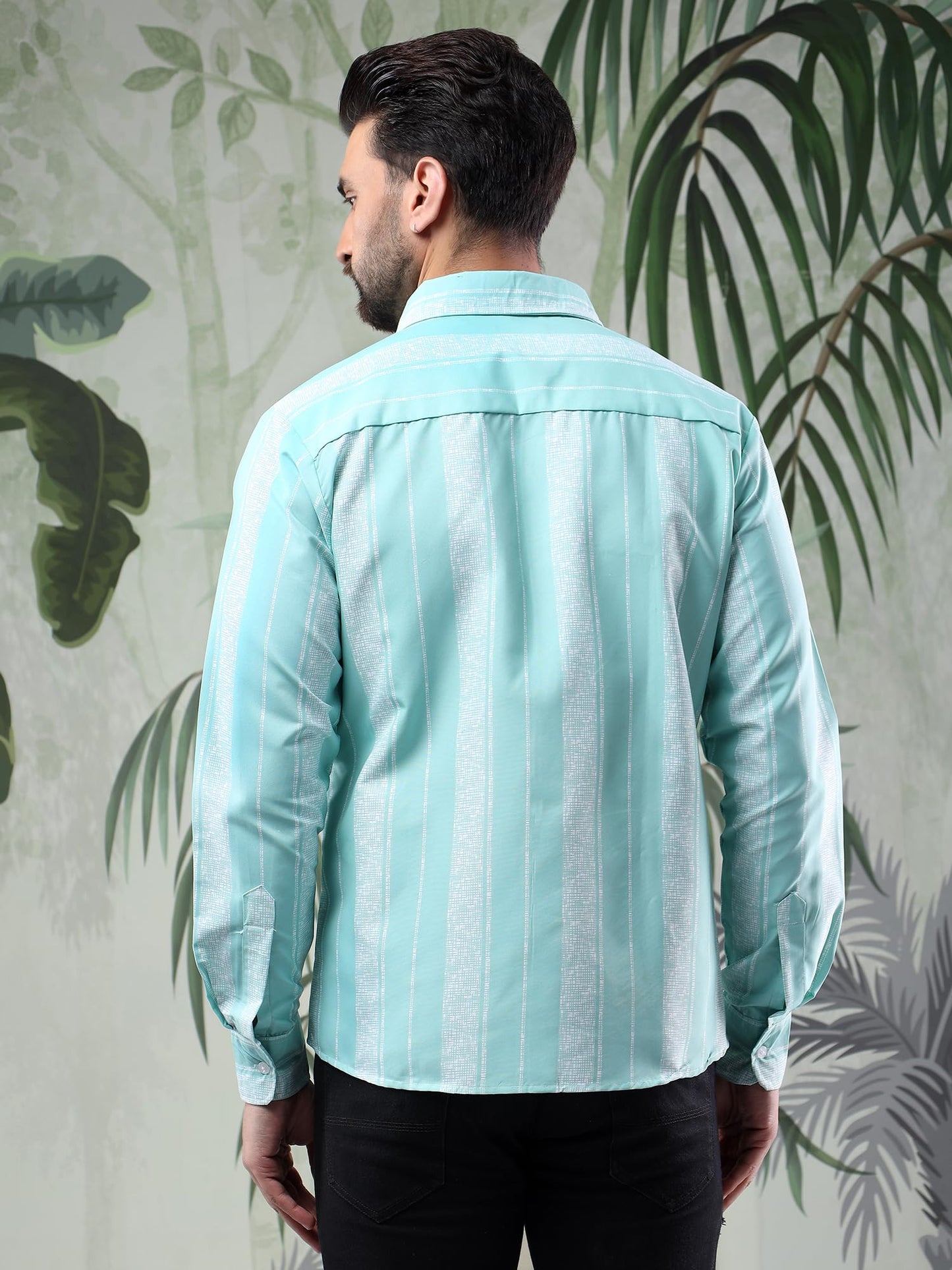 Kotty MenS Sleek Lines Full Sleeve Premium Fabric Striped Shirt(Multicolor,Xl)