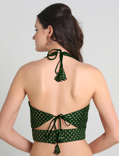 Pujia Mills WomenS Embroidery Halter Neck Fancy Blouse For Skirt And Saree Simple Top 100 Blouses