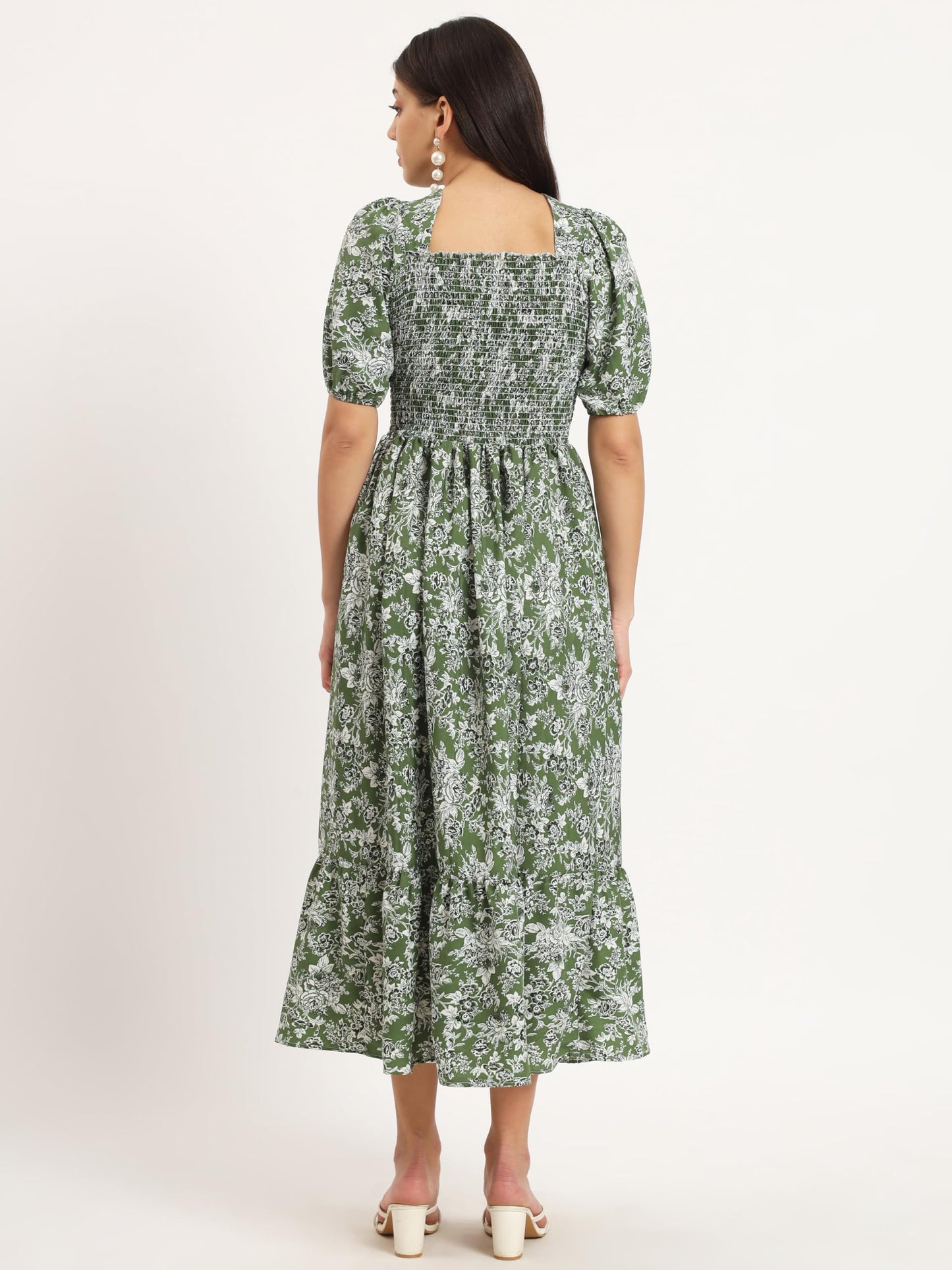 Kzully | Smocked A-Line Midi Dress - Elevate Your Style With Supreme Comfort
