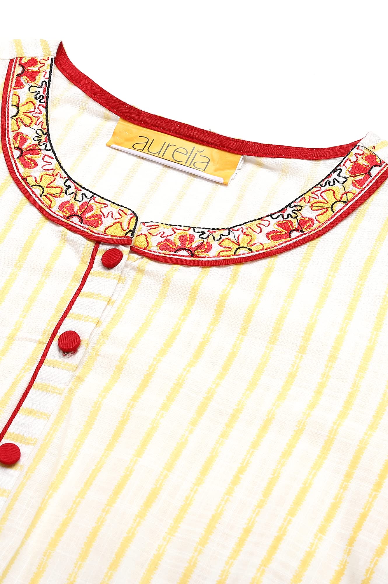 Aurelia Women White Rayon Floral Printed Straight Kurta