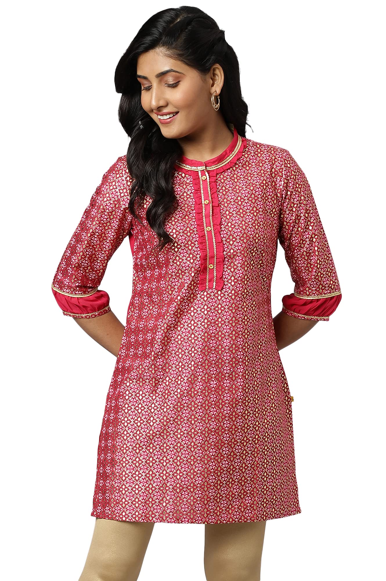 Pink Georgette Short Plus Size Kurta